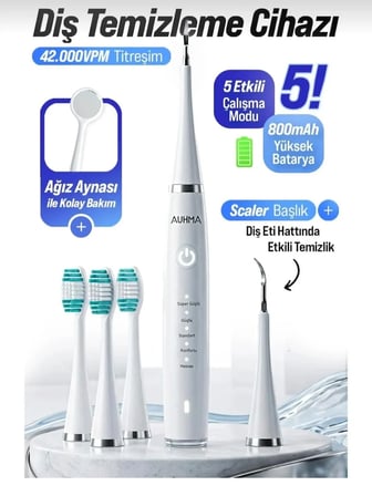 AMF14 Ultrasonik Akıllı Diş Temizleme Cihazı ve Tartar Temizleyici (IPX8 Su Geçirmez / 5 Modlu)