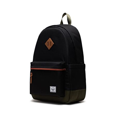 Herschel Heritage Unisex Sırt Çantası - Siyah/Sarmaşık Yeşili/Açık Kırmızı  