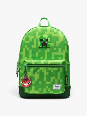 Herschel x Minecraft Heritage Genç  Su İtici Kumaş Sırt Çantası, 8 -12 Yaş, 26 L Uniseks Yeşil Çanta - 11794