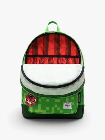 Herschel x Minecraft Heritage Genç  Su İtici Kumaş Sırt Çantası, 8 -12 Yaş, 26 L Uniseks Yeşil Çanta - 11794