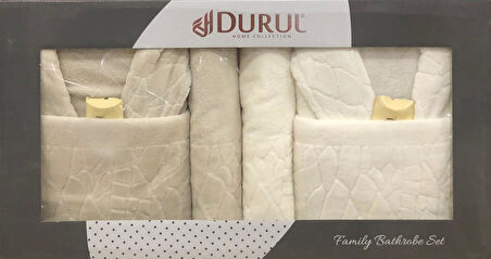 Durul Antik Kısmi Kadife Pamuklu 8 Parça Aile Bornoz Seti