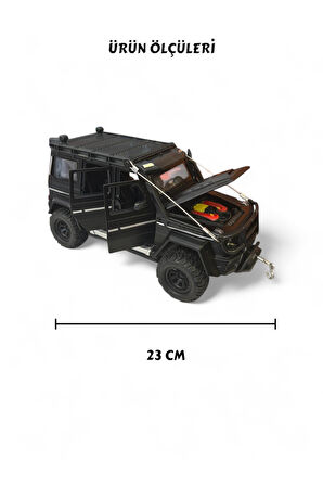 Çek Bırak Işıklı Ve Sesli Off Road Jeep 23 cm Çekme Halat İpli Metal Kasa Açılabilir Kapılar