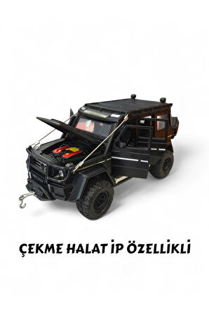 Çek Bırak Işıklı Ve Sesli Off Road Jeep 23 cm Çekme Halat İpli Metal Kasa Açılabilir Kapılar