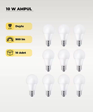 10W Ampul Gün Işığı 4000K  - 10 Adet