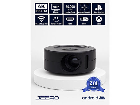 JEERO Mini Ev Sinema Projeksiyon Cihazı Türkçe Menü (Ceptetaşınabilir)