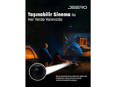 JEERO Mini Ev Sinema Projeksiyon Cihazı Türkçe Menü (Ceptetaşınabilir)