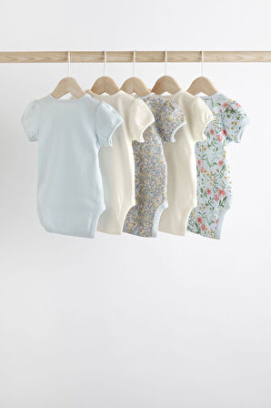 Next Baby % 100 Pamuklu Beyaz Ördek DesenliKısa Kollu 5’li Body Zıbın Set