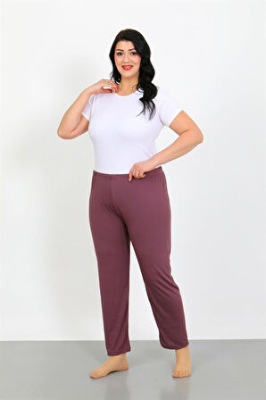 Celira Kadın Büyük Beden Mürdüm Tek Alt Pijama NSB492