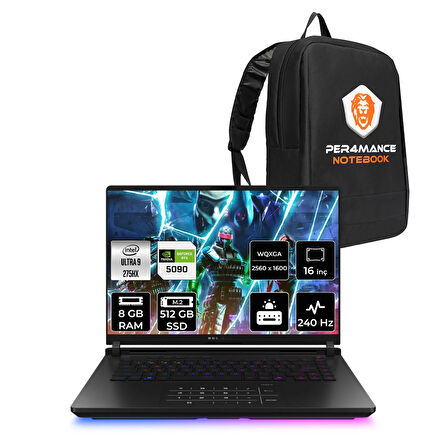 Asus ROG Strix G16 Ultra 9 275HX 8GB 512GB SSD RTX5090/24GB 175W 240HZ 16'' 2.5K FDOS Gaming & PER4