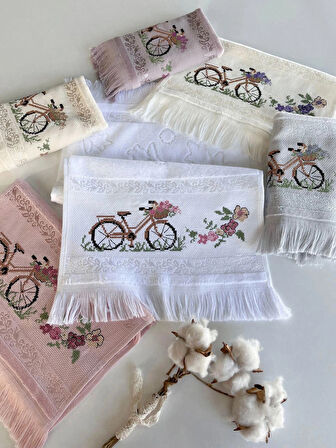 MYSOFT 30X50 RENKLİ NAKIŞLI HAVLU - BİSİKLET