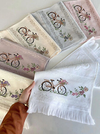MYSOFT 30X50 RENKLİ NAKIŞLI HAVLU - BİSİKLET