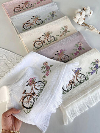 MYSOFT 30X50 RENKLİ NAKIŞLI HAVLU - BİSİKLET