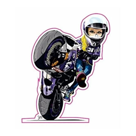 Gogo 72x90mm Motorcu Kız Sticker