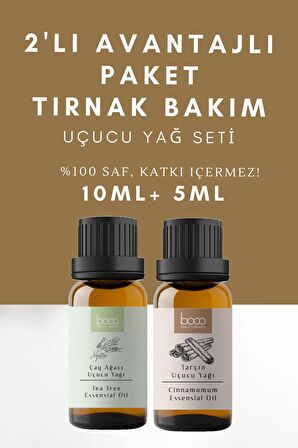 El, Ayak Ve Tırnak Bakımı Için 2'li Avantajlı Paket Tarçın Ve Çay Ağacı Uçucu Yağı %100 Saf 15 ml