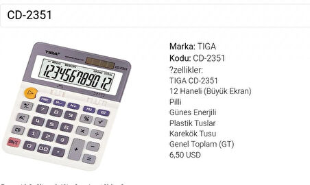 Catıga 12 Haneli Hesap Makinası CD-2351