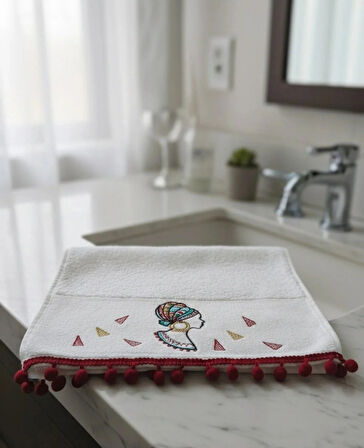 Afrika Etnik Desenli El Yüz Havlusu 30x50(100% Pamuk)