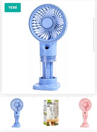 Premium Vantilatör Sulu Püskürtmeli Şarjlı El Fanı Mavi