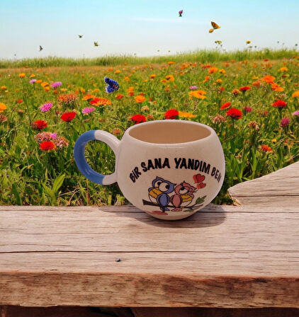 Bir Sana Yandım Ben Yazılı El Yapımı Mug Kupa Sevgiliye Kupa