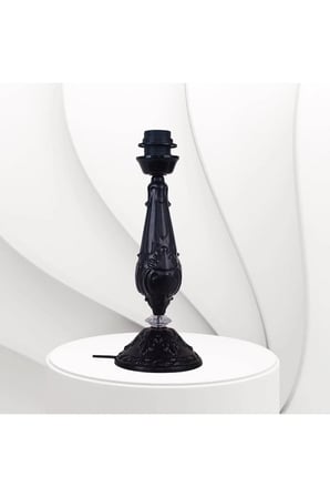 Siyah Metal Abajur Ayağı Klasik Model Desenli Şık Tasarım Ayk00245