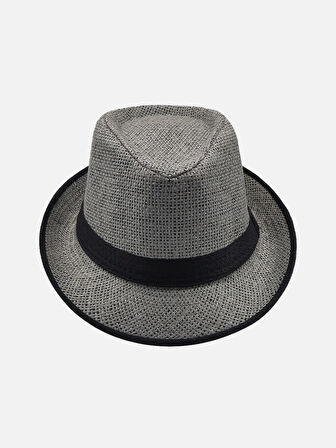  Yazlık Hasır Gri Fötr Trilby Şapka