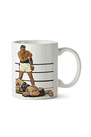 Muhammed Ali Boksör Temalı Beyaz Kupa Bardak Sevgiliye Arkadaşa Hediye