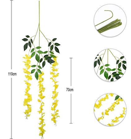 Yapay Çiçek Sarkan 3 Dallı Akasya 90cm SARI