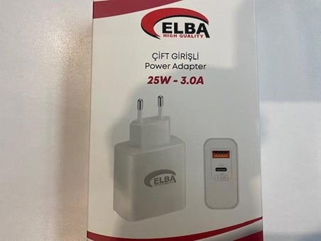Elb15 25W 3.0A Usb-A To Usb-C Çift Girişli Hızlı Şarj Akım Koruma Isıya Dayanıklı Ev Şarj Kafası