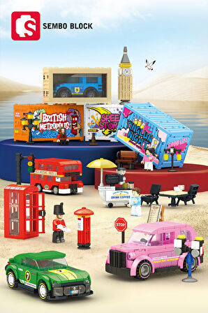 Sembo Block Famous Cars Londra Çift katlı otobüs 236 Parça Yapı blokları Lego ile uyumlu (714514)