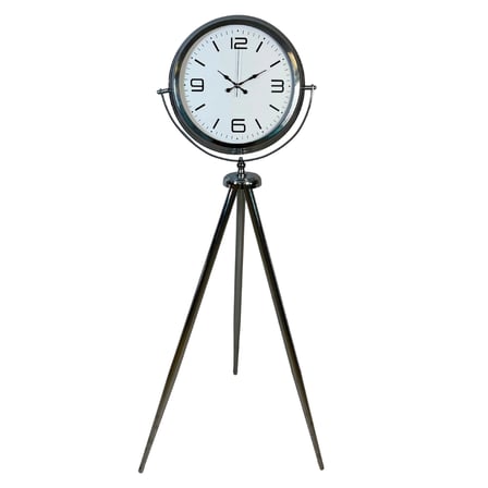 Krom Modern 150 x 45 Cm Metal Tripod Ayaklı Saat iegxx