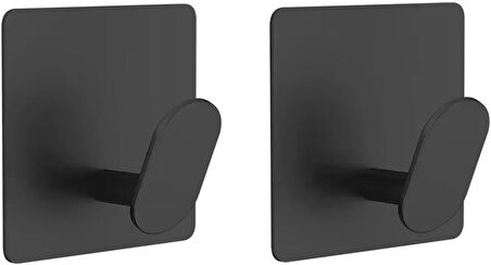 Microcase Yapışkanlı Paslanmaz Çelik Banyo Mutfak Eşya Havlu Vb Metal Askılık - SİYAH AL5180 2 ADET