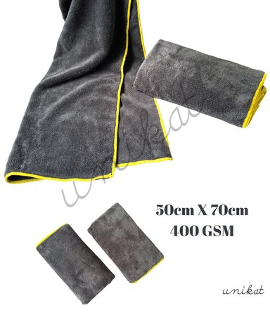 Unikat Çift Taraflı Mikrofiber Araç Kurulama Havlusu 50×70 cm – 400 GSM - 1 Adet