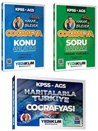 Yediiklim 2026 KPSS AGS Coğrafya Konu-Soru ve Haritalarla Türkiye Coğrafyası Seti 3 Kitap Hakan Bileyen