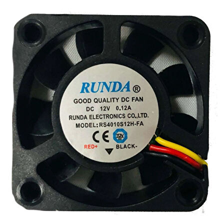 Runda 40X40X10Mm 12V 0.12A 6000Rpm Kare Fan