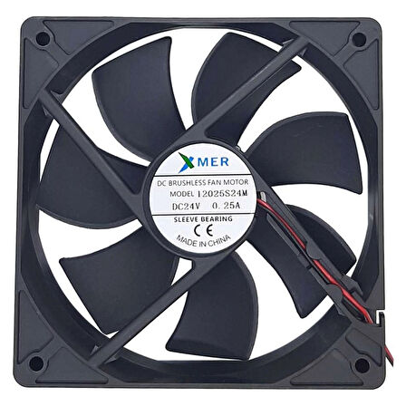 Xmer 120X120X25Mm 24V 0.25A  2 Kablolu Fan