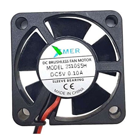 Xmer 25X25X10Mm 5V 0.10A 2Kablolu Fan