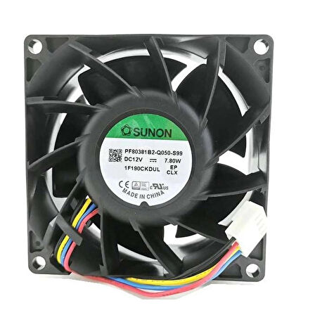 Sunon 80X80X38Mm 12V 0.65A Rulmanlı Fan