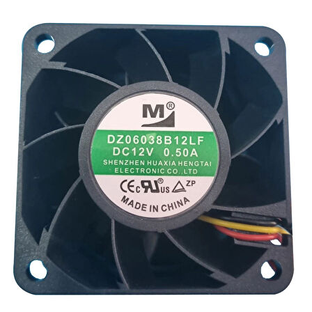 M Fan 60x60x38Mm Dz06038B12Lf 12V 0.50A 3 Kablo Kare Fan
