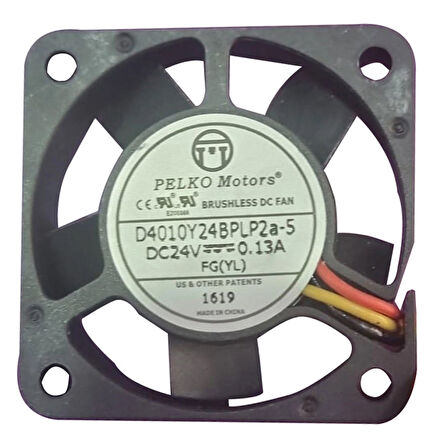 Pelko Motors 40X40X10Mm D4010Y24BPLP2A-5 DC 24V 0.13A 3 Kablo Kare Fan