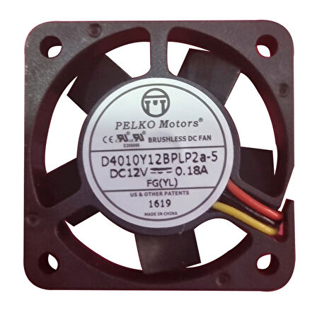 Pelko Motors 40X40X10Mm D4010Y12Bplp2A-5 Dc 12V 0.18A Kare Fan