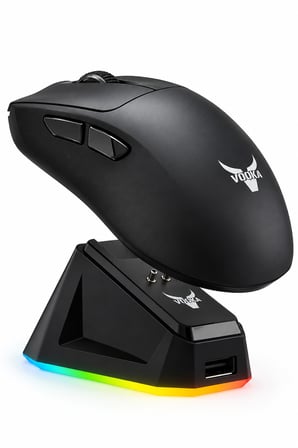 VKC5 Kablosuz Gaming Mouse – Manyetik RGB Şarj Standlı, 4800 DPI, Bluetooth + 2.4G + Kablolu, 6 Tuşlu Oyuncu Mouse