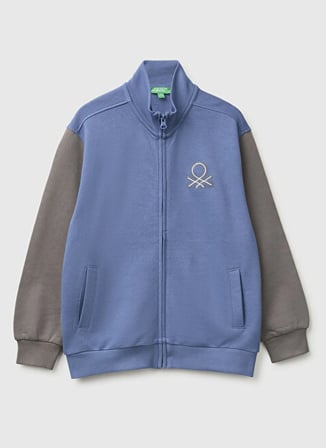 United Colors of Benetton Mavi Erkek Logo Baskılı Sweatshirt 226A3J68C506E902-EJ_Sweatshirt