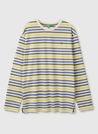 United Colors of Benetton Bej Erkek Çocuk Çizgili T-Shirt 226A35NUC10UH901-EJ_Tişört