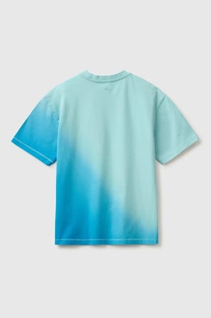 United Colors of Benetton Erkek Çocuk Turkuaz Mix Önü Baskı Detaylı Bisiklet Yaka T-Shirt 6-14 Yaş 
