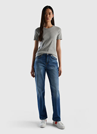 Benetton Bisiklet Yaka Gri Kadın T-Shirt 3GA2E16A0