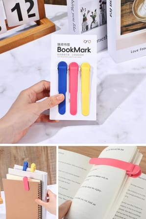 3’lü Otomatik Kitap Ayıracı – Akıllı Silikon Yer İmi Klips Seti, Okuma Severler İçin Pratik Kitap Aksesuarı