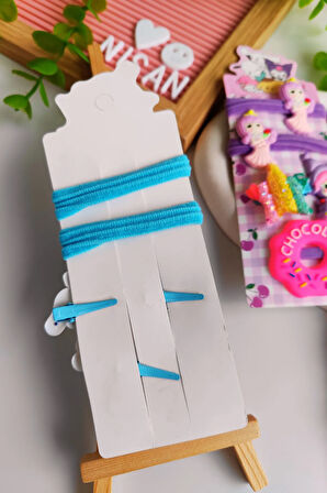 Donut Detaylı  5 parça Kız Çocuk Toka Seti (2 Adet Lastik Toka , 3 Adet Pens Toka )