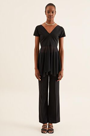 V YAKA TÜL DETAY TUNİK