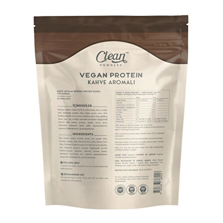 Clean Powders Vegan Protein 600 Gr Kahve 