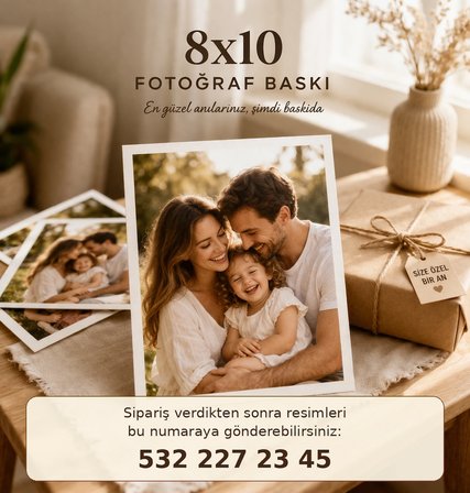 40 Adet 8x10 cm Kişiye Özel Fotoğraf Baskı - Yüksek Kalite Mini Anı Fotoğrafı