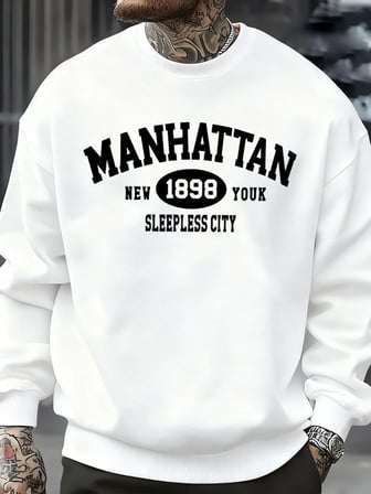 Manhattan New York Sleepless City Desen Erkek Kazak Bisiklet Yaka Günlük Kazak Sonbahar Sokak